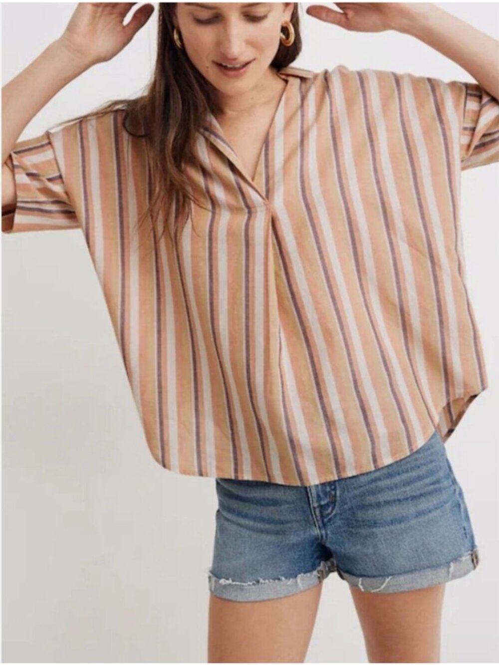 Madewell Courier Button-Back Shirt – Striped